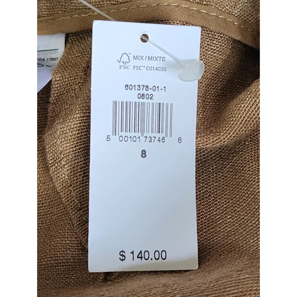 Banana Republic Lina Wide Leg Linen Pants Brown Pleated High Rise NWT 8